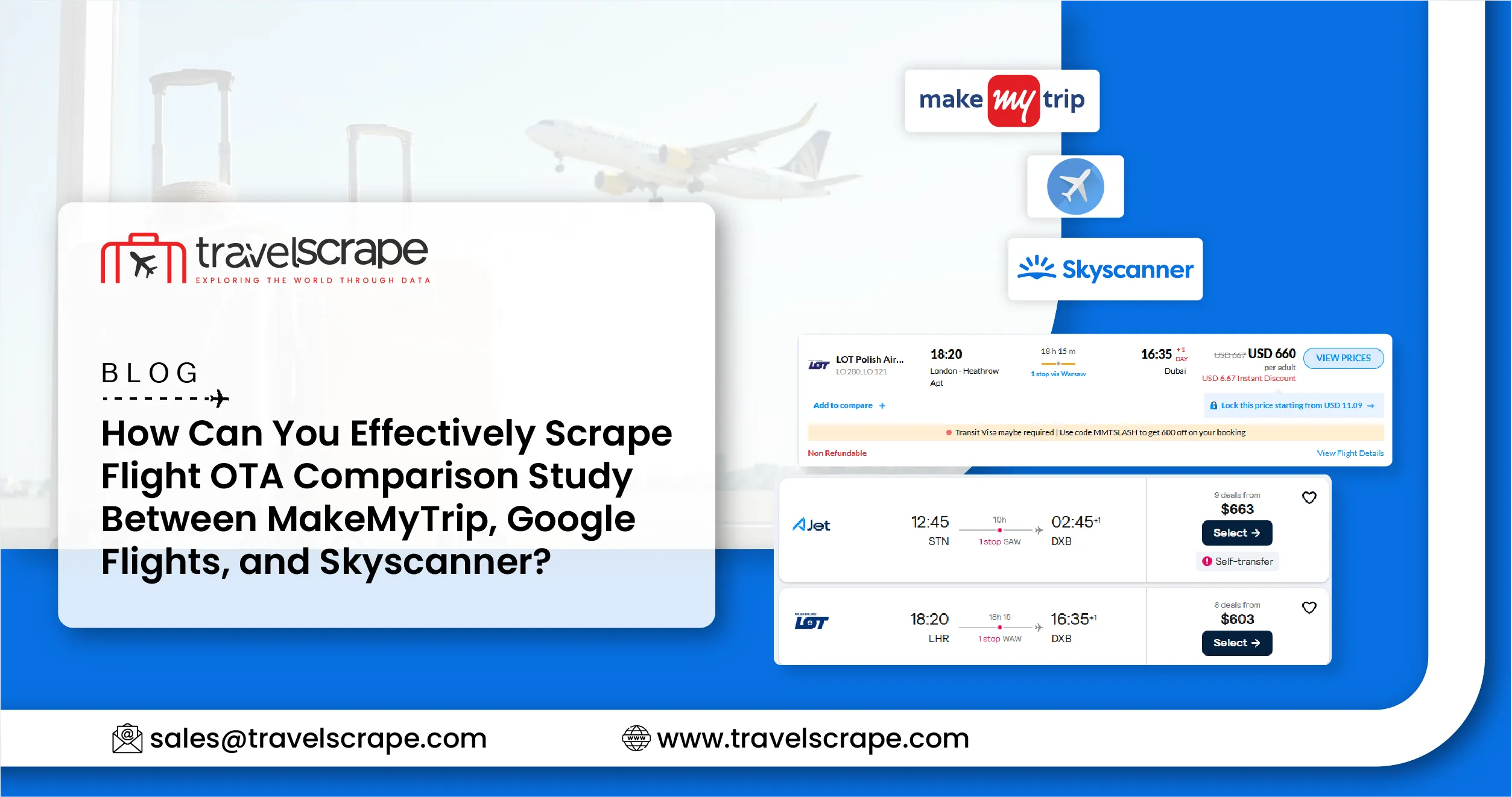Scrape Flight OTA Comparison Study - MakeMyTrip, Google Flights, and Skyscanner